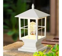 Lampadaire extérieur avec pilier en verre transparent Lampes de colonne blanches de luxe Éclairage de borne de piédestal de paysage extérieur Lanterne de pont de clôture antirouille étanche pour