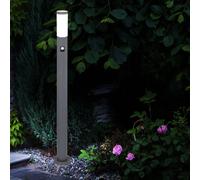 Lampadaire d'extérieur ANTHRACITE détecteur de mouvement de jardin colonne en acier inoxydable lumière dans un ensemble comprenant des ampoules LED