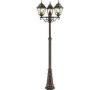 BRILLIANT Lampe d'extérieur rustique JANEL | noir/or | candélabre à trois flammes | IP44 | 3x E27 douille max. 60W | dimmable avec ampoule adaptée | métal/verre
