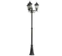 Lampadaire extérieur Calmar 3 flammes Ø 56cm noir, patine argentée, transparent