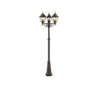 BRILLIANT Lampe d'extérieur rustique JANEL | noir/or | candélabre à trois flammes | IP44 | 3x E27 douille max. 60W | dimmable avec ampoule adaptée | métal/verre
