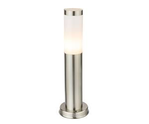 Lampadaire extérieur Lampe d'allée en acier inoxydable Lampe de socle Lampe de jardin argentée Lampadaire LED, plastique blanc, 9W 810 lm blanc chaud, DxH 12,7 x 45 cm