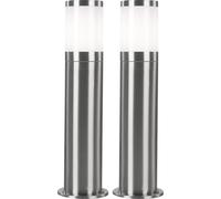 Lampadaire extérieur Lampe de jardin Lampe d'allée en acier inoxydable Lampe de socle argentée LED Lampadaire, 3,7W 320lm blanc chaud, DxH 14 x 50 cm, lot de 2