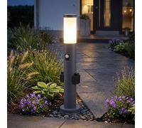 Lampadaire éclairage de jardin détecteur de mouvement prises d'extérieur lampe de base en acier inoxydable ANTHARAZIT Globo 3158AKS