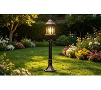 Lampadaire extérieur lampe jardins et allées,Noir/E27/IP55/220v/H80 cm | Fonte d'Aluminium et Verre,Jardin Allées éclairage, lampadaire en look antique, lampe d'allée, lampe de jardin rétro/vintage