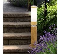 Lampadaire extérieur lampe pied rond extérieur lampadaire de terrasse en acier inoxydable, aspect bois avec LED décorative, 1x E27, DxH 11,7 x 50 cm