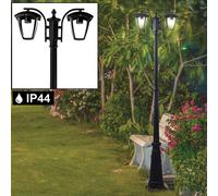 Lampadaire extérieur noir ALU éclairage sur pied lanterne de jardin terrasses candélabres verre V-TAC 7062