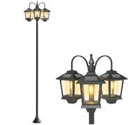 Lampadaire extérieur solaire - Outsunny - 3 têtes - capteur automatique crépuscule à l'aube IP44 - aluminium - 188cm - noir