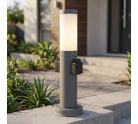 Lampadaire Extérieur Terrasses 2x Prises Acier Inoxydable 1 à Feux