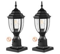 VEVOR Lampadaire extérieur, lot de 2, luminaires étanches 390 mm, avec base de montage sur pilier 9 cm, abat-jour verre, éclairage anti-foudre crépuscule à l'aube pour patio, jardin, allée, terrasse