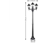 Lampadaire extérieur Willow IP44 6 surfaces vitrées 3 lanternes candélabre réverbère luminaire de jardin lampe extérieur éclairage chemin allées cours