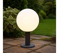 Lampe de socle de jardin Éclairage extérieur Lampe d'extérieur E27 Lampadaire, boule de verre en aluminium, opale, 1x LED 7W 560Lm blanc chaud, DxH 25x38 cm