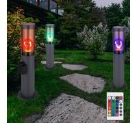 Lampadaire Extérieure Borne Lumineuse RGB LED Télécommande Prises 3er Set