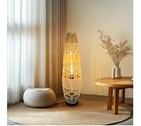 Lampadaire - Fer et Rotin - Style bohème élégant - pour chambre salon 18 x 93.5cm