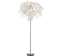 Lampadaire feuilles blanc lampadaire feuille chrome lampadaire sur pied, en métal avec interrupteur à pied, 3x E14, DxH 70 x 180 cm
