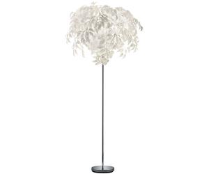 Lampadaire feuilles blanc lampadaire feuille chrome lampadaire sur pied, en métal avec interrupteur à pied, 3x E14, DxH 70 x 180 cm