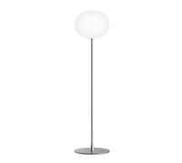 FLOS Lampadaire Glo-Ball F1 Verre opale blanc Pied argent mat H 135 cm
