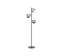 HOMCOM Lampadaire sur pied salon en métal avec 3 abat-jours globe métal chromé 40W Ø 36 x 162H cm noir et gris