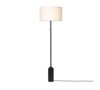 Gubi Lampadaire Gravity – marbre noir, abat-jour blanc