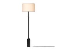 Gubi Lampadaire Gravity - marbre noir, abat-jour toile - Grand