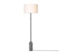 Gubi Lampadaire Gravity – marbre gris, abat-jour blanc
