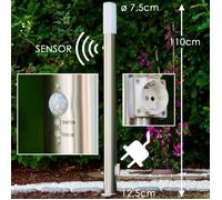 Lampadaire - HOFSTEIN - Borne d'éclairage avec détecteur de mouvement - Acier inoxydable - LED intégrée