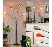 Lampadaire HOFSTEIN Nikkala, en métal noir/chrome/blanc/orange/gris fumé avec pied en marbre, lampe orientable au design vintage, interrupteur sur le boîtier, E14, salon, chambre à coucher, bureau