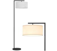 Lampadaire - HOMCOM - abat-jour en tissu de lin - base ronde stable - 47 x 37 x 153 cm - noir et blanc
