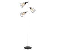 Lampadaire - HOMCOM - design industriel 3 ampoules max 40 W abat-jour cage éclairage - métal - noir