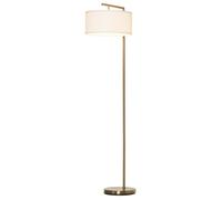 HOMCOM Lampadaire lampe à pied néo-rétro abat-jour lin métal or et blanc 47 x 37 x 153 cm max 40 W