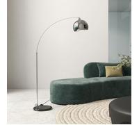 Lampadaire - HOMCOM - lampe salon arc abat-jour argenté E27 40 W pied marbre - métal - noir gris