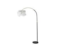 Lampadaire Imitation Plume ""Arc"" 180cm Blanc & Noir