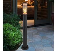 Lampadaire jardin exterieur lampe d'exterieur lampadaire éclairage de chemin acier inoxydable exterieur, accent cuivre fumée noire, 1x E27, DxH 7.6x80 cm