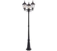 Lampadaire jardin rétro 230cm noir triple 3xE27 Endon