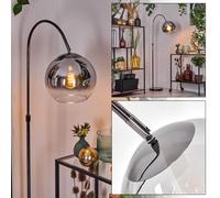 Lampadaire Koyoto de HOFSTEIN, lampadaire en métal/verre noir/chrome/fumée/clair, lampe réglable au design rétro/vintage (Ø 25 cm), interrupteur au pied, 140 cm, E27, salon, chambre à coucher, couloir