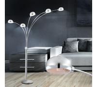Lampadaire lampadaire chrome salon moderne avec socle en marbre argent, métal, 5x E14, LxlxH 130x120x200 cm