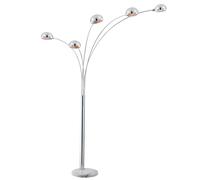 Lampadaire lampadaire chrome salon moderne avec socle en marbre argent, métal, 5x E14, LxlxH 130x120x200 cm