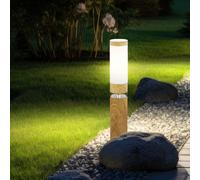 Lampadaire lampadaire extérieur lampadaire rond extérieur terrasses inox, aspect bois avec LED décorative, 1x E27, DxH 11,7 x 50 cm