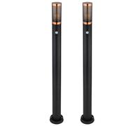 Lampadaire lampadaire fumée cuivre extérieur détecteur de mouvement jardin acier inoxydable, 1x E27, DxH 7,6x110 cm, lot de 2