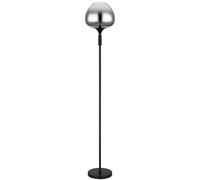 Lampadaire, lampadaire, lampe d'appoint, lampadaire, lampe de salon, métal noir, verre fumé, 1x douille E27, DxH 29x165cm