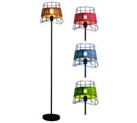 Lampadaire Lampadaire Lampe d'appoint, télécommande avec variateur de couleur, aspect rotin boho aspect grillage beige, LED 8,5W 806Lm blanc chaud, LxlxH 30x30x150cm