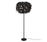 Lampadaire Lampadaire, lampe de salon, 3 flammes, design feuille, interrupteur au pied, télécommande dimmable, métal, or noir, 3x LED RGB 4.8W 470Lm blanc chaud, DxH 70x180cm