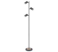 Lampadaire Lampadaire, lampe de salon, 3 flammes, lampadaire moderne, aspect bois, spot orientable, métal, graphite, 3x GU10, LxlxH 25x23x254 cm