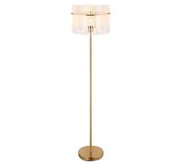 Lampadaire, lampadaire, lampe de salon, lampe de chambre, lampe de salle à manger, lampe d'appoint, tiges de verre en métal doré, 1x E27, H 152 cm
