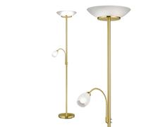 Lampadaire lampadaire lampe de salon lampe de chambre plafonnier projecteur métal laiton couleurs avec spot de lecture flexible, commutable séparément, abat-jour en verre, 2x E27 1x E14, PxH 34x180 cm