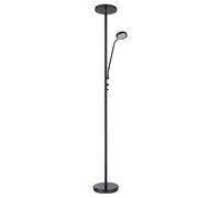 Lampadaire lampadaire LED uplighter Flexo lampadaire de salon variateur avec liseuse, métal noir, 1x LED 18W 1410 lm blanc chaud, H 180 cm
