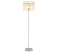 Lampadaire Lampadaire Plafonnier Chambre à coucher sable Barres en verre, métal satiné, 1x E27, DxH 38x152 cm