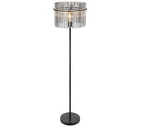 Lampadaire Lampadaire plafonnier lampe de salon noir barres de verre fumé, métal, 1x E27, DxH 38 x 152 cm