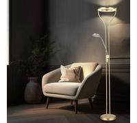Lampadaire lampadaire plafonnier projecteur lampe de salon lampe de chambre à coucher, dimmable, spot de lecture flexible, couleur laiton mat, LED 20W 1800Lm blanc chaud, LxPxH 35x30x194cm