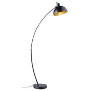 Lampadaire lampe à arc lampe de lecture noire lampadaire lampe de salon dorée lampe à arc, métal, interrupteur au pied, 1x E27, DxH 25x155 cm